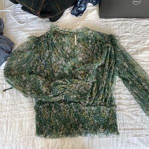 FREE PEOPLE long sleeve blouse, sheer, flowered size M